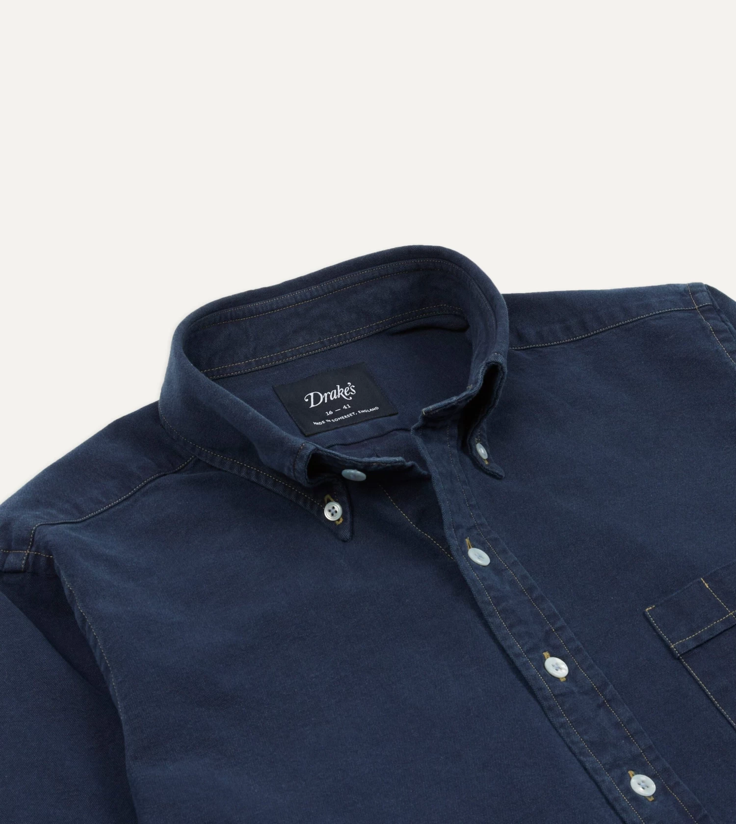 Dark Blue Cotton Chambray Button-Down Shirt 6 Dark Blue Cotton Chambray Button-Down Shirt - Image 4