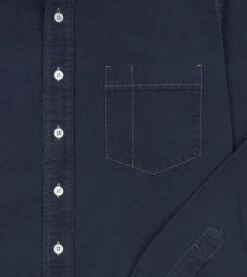 Dark Blue Cotton Chambray Button-Down Shirt 11 Dark Blue Cotton Chambray Button-Down Shirt -Drakes Shop DR2A4A22694 01200 4