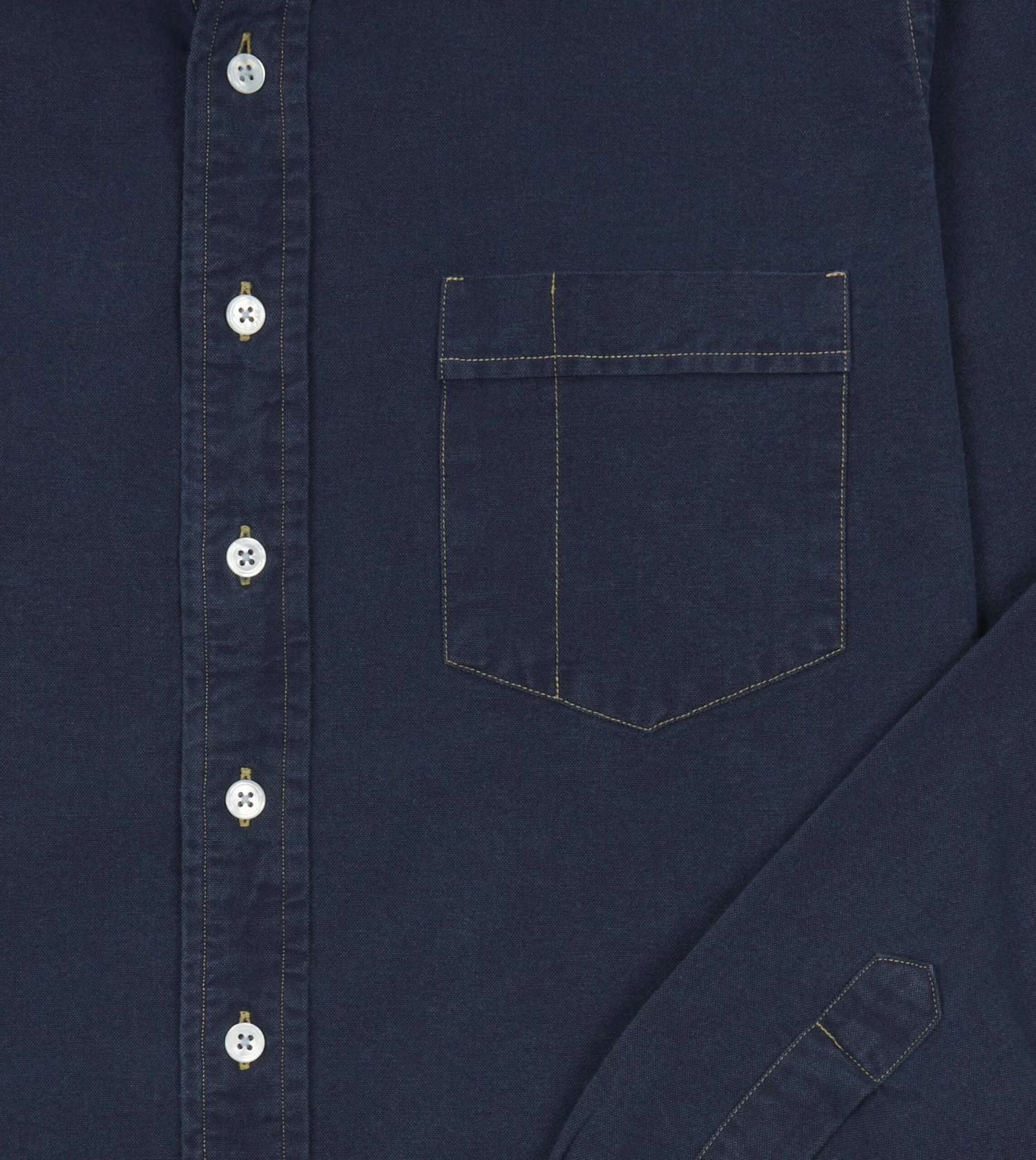 Dark Blue Cotton Chambray Button-Down Shirt 7 Dark Blue Cotton Chambray Button-Down Shirt - Image 5