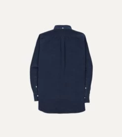 Dark Blue Cotton Chambray Button-Down Shirt 9 Dark Blue Cotton Chambray Button-Down Shirt -Drakes Shop DR2A4A22694 01200 5