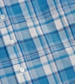 Blue Check Cotton Linen Button-Down Shirt 11 Blue Check Cotton Linen Button-Down Shirt -Drakes Shop DR2A4A23072 01203 4