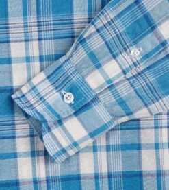 Blue Check Cotton Linen Button-Down Shirt 12 Blue Check Cotton Linen Button-Down Shirt -Drakes Shop DR2A4A23072 01203 5