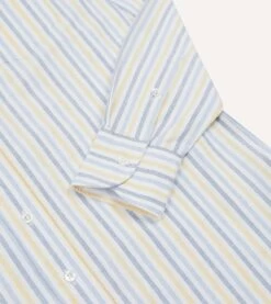 Blue And Yellow Dual Stripe Cotton Oxford Cloth Button-Down Shirt -Drakes Shop DR2A4A23598 01502 5