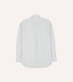 Blue And Yellow Dual Stripe Cotton Oxford Cloth Button-Down Shirt -Drakes Shop DR2A4A23598 01502 6