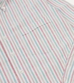 Red, Beige And Blue Triple Stripe Cotton Oxford Cloth Button-Down Shirt -Drakes Shop DR2A4A23599 01702 4