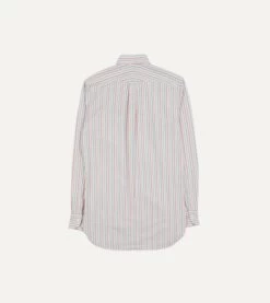 Red, Beige And Blue Triple Stripe Cotton Oxford Cloth Button-Down Shirt -Drakes Shop DR2A4A23599 01702 6