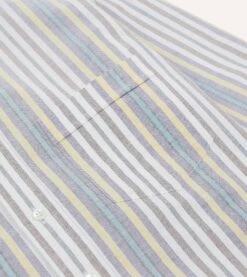 Blue Multi Stripe Cotton Oxford Cloth Button-Down Shirt -Drakes Shop DR2A4A23600 01302 4