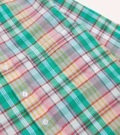 Green And Blue Madras Check Cotton Button-Down Shirt -Drakes Shop DR2A4A23701 01702 4