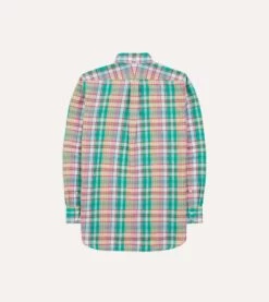 Green And Blue Madras Check Cotton Button-Down Shirt -Drakes Shop DR2A4A23701 01702 6