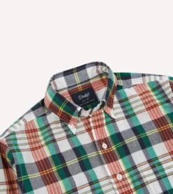 Blue And Red Madras Check Cotton Button-Down Shirt -Drakes Shop DR2A4A23701 02203 3