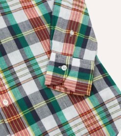 Blue And Red Madras Check Cotton Button-Down Shirt -Drakes Shop DR2A4A23701 02203 5