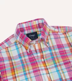 Pink Madras Check Cotton Button-Down Shirt -Drakes Shop DR2A4A24028 01993 3