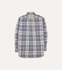 Navy And Yellow Madras Check Cotton Button-Down Shirt -Drakes Shop DR2A4A24029 01253 6