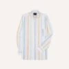 Yellow, Pink And Blue Stripe Cotton Oxford Cloth Button-Down Shirt