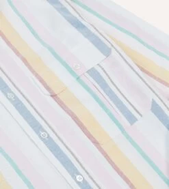 Yellow, Pink And Blue Stripe Cotton Oxford Cloth Button-Down Shirt -Drakes Shop DR2A4A24034 01992 4