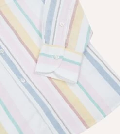 Yellow, Pink And Blue Stripe Cotton Oxford Cloth Button-Down Shirt -Drakes Shop DR2A4A24034 01992 5