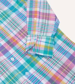 Green Madras Check Cotton Button-Down Shirt -Drakes Shop DR2A4A24050 01403 5