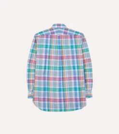 Green Madras Check Cotton Button-Down Shirt -Drakes Shop DR2A4A24050 01403 6