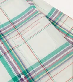 White, Purple And Green Madras Check Cotton Button-Down Shirt -Drakes Shop DR2A4A24059 01003 4