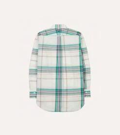 White, Purple And Green Madras Check Cotton Button-Down Shirt -Drakes Shop DR2A4A24059 01003 6
