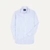 Sky Blue And White Bengal Stripe Spread Collar Cotton Poplin Shirt