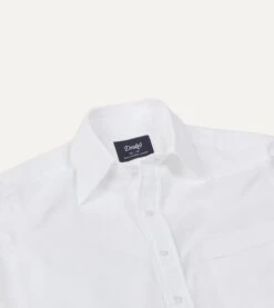 White Cotton Oxford Cloth Long Point Collar Shirt -Drakes Shop DR2A4C22944 01000 3