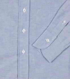 Blue Cotton Oxford Cloth Long Point Collar Shirt -Drakes Shop DR2A4C22944 02250 4
