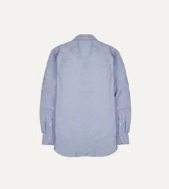 Blue Cotton Oxford Cloth Long Point Collar Shirt -Drakes Shop DR2A4C22944 02250 5