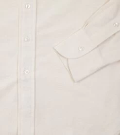 Cream Cotton Oxford Cloth Long Point Collar Shirt -Drakes Shop DR2A4C22944 03050 4