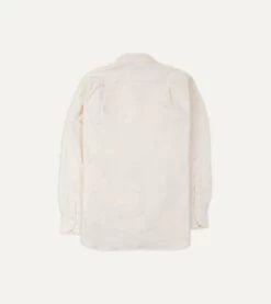 Cream Cotton Oxford Cloth Long Point Collar Shirt -Drakes Shop DR2A4C22944 03050 5