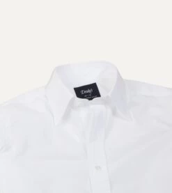 White Cotton Poplin Long Point Collar Shirt -Drakes Shop DR2A4C22945 01000 3