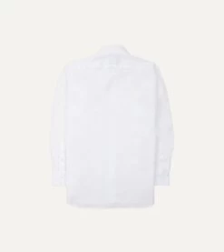 White Cotton Poplin Long Point Collar Shirt -Drakes Shop DR2A4C22945 01000 5