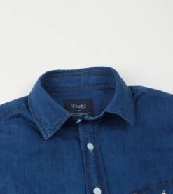Blue Cotton Linen Two-Pocket Work Shirt 10 Blue Cotton Linen Two-Pocket Work Shirt -Drakes Shop DR2A4D21803 01200 3