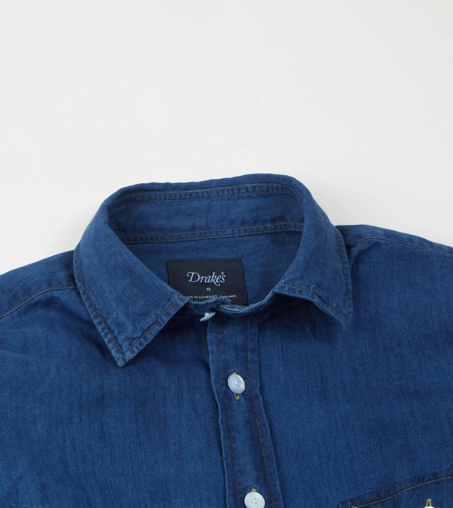 Blue Cotton Linen Two-Pocket Work Shirt 6 Blue Cotton Linen Two-Pocket Work Shirt - Image 4