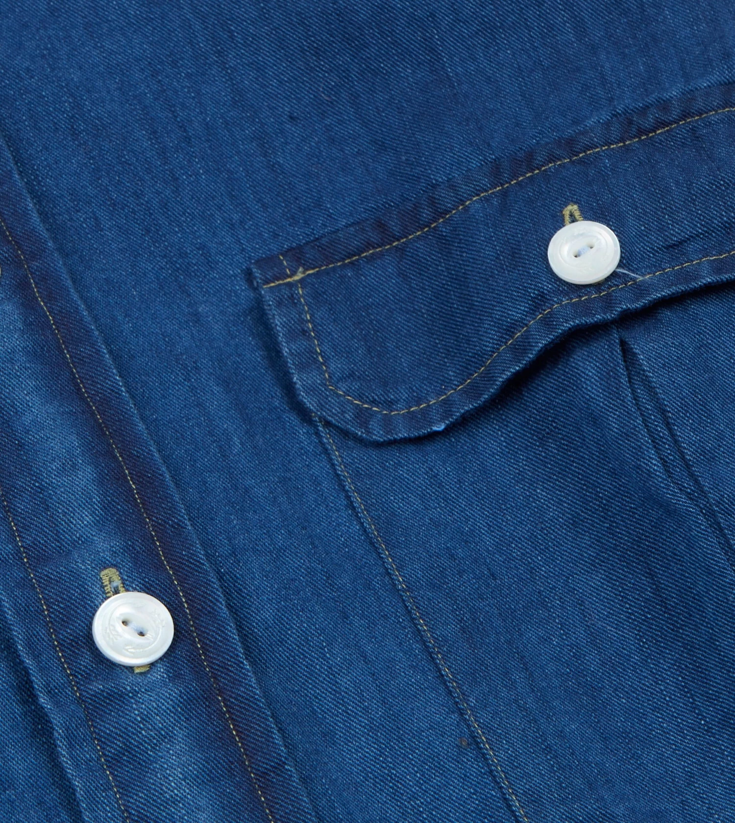 Blue Cotton Linen Two-Pocket Work Shirt 7 Blue Cotton Linen Two-Pocket Work Shirt - Image 5