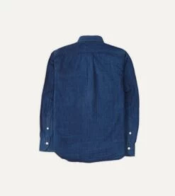 Blue Cotton Linen Two-Pocket Work Shirt 9 Blue Cotton Linen Two-Pocket Work Shirt -Drakes Shop DR2A4D21803 01200 5
