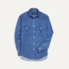 Mid-Blue Washed Denim Cotton Two-Pocket Work Shirt 1 Mid-Blue Washed Denim Cotton Two-Pocket Work Shirt -Drakes Shop DR2A4D21804 01200 1