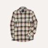 Navy, White And Rust Check Brushed Cotton Two-Pocket Work Shirt