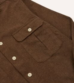 Brown Wool Two-Pocket Work Shirt -Drakes Shop DR2A4D23601 01300 4