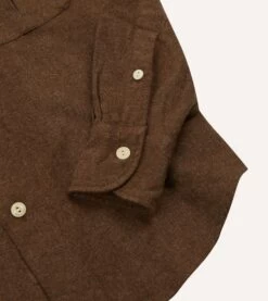Brown Wool Two-Pocket Work Shirt -Drakes Shop DR2A4D23601 01300 5