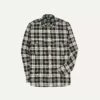 Black And White Check Brushed Cotton Two-Pocket Work Shirt -Drakes Shop DR2A4D23635 01103 1