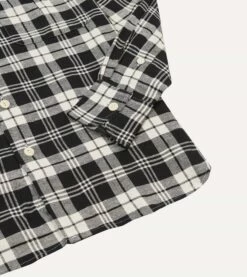 Black And White Check Brushed Cotton Two-Pocket Work Shirt -Drakes Shop DR2A4D23635 01103 5