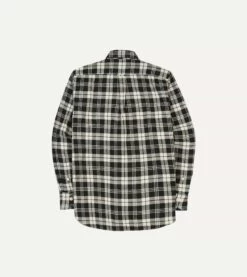 Black And White Check Brushed Cotton Two-Pocket Work Shirt -Drakes Shop DR2A4D23635 01103 6