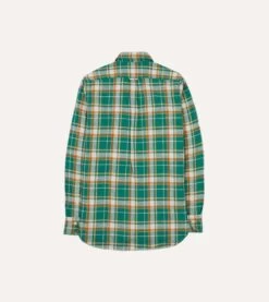 Green And Yellow Check Slub Brushed Cotton Two-Pocket Work Shirt -Drakes Shop DR2A4D24088 02403 6