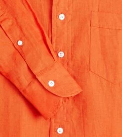 Orange Linen Spread Collar Shirt -Drakes Shop DR2A4E 21915 04 800 03 LR