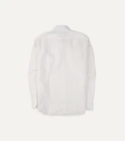 Ecru Linen Spread Collar Shirt -Drakes Shop DR2A4E21915 02050 5