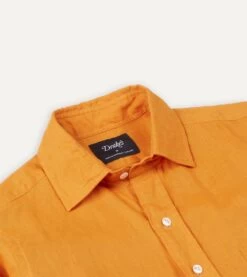 Yellow Linen Spread Collar Shirt -Drakes Shop DR2A4E21915 03500 3