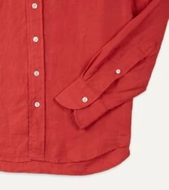 Red Linen Spread Collar Shirt 12 Red Linen Spread Collar Shirt -Drakes Shop DR2A4E21915 06700 4