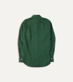 Forest Green Linen Spread Collar Shirt -Drakes Shop DR2A4E21915 07400 5