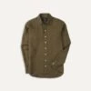 Khaki Green Linen Spread Collar Shirt -Drakes Shop DR2A4E21915 08400 1